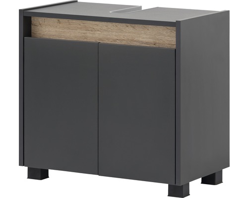 Kúpeľňová skrinka pod umývadlo Möbelpartner Cosmo antracit 56,9 x 54,6 x 33 cm Skrinka pod umývadlo s dvomi dvierkami vo vzhľade dreva