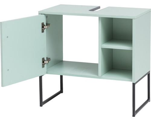 Skrinka pod umývadlo s dvierkami, policou a čiernymi nohami