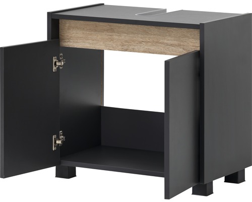 Skrinka pod umývadlo s dvomi otvorenými dvierkami a policou