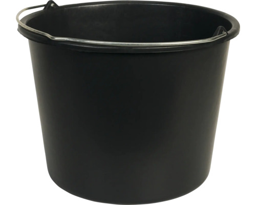 Čierne plastové vedro s kovovou rukoväťou