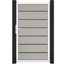 Záhradná bránka s vodorovnými panelmi a rukoväťou