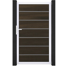 Záhradná bránka s vodorovnými pruhmi a rukoväťou