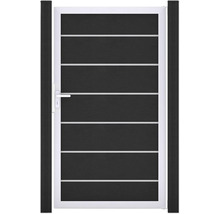 Záhradná bránka s vodorovnými pruhmi a rukoväťou