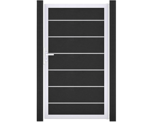 Záhradná bránka s vodorovnými pruhmi a rukoväťou