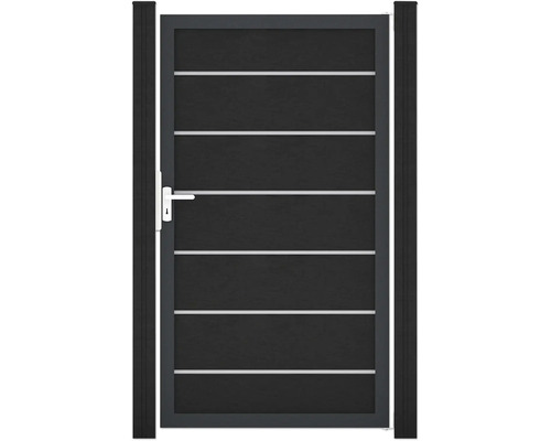 Záhradná bránka s kľučkou a vodorovnými pruhmi