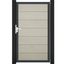 Záhradná bránka s vodorovnými drevenými panelmi a kľučkou