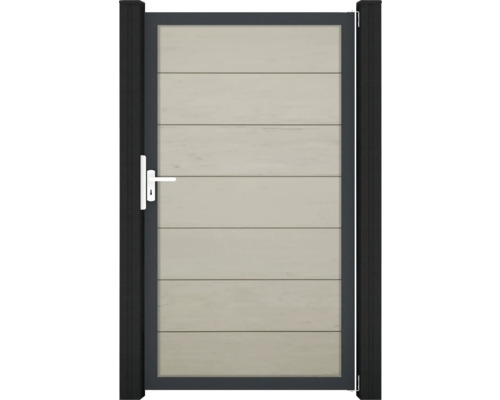 Záhradná bránka s vodorovnými drevenými panelmi a kľučkou