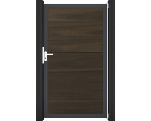 Záhradná bránka s kľučkou a vodorovným dreveným obkladom