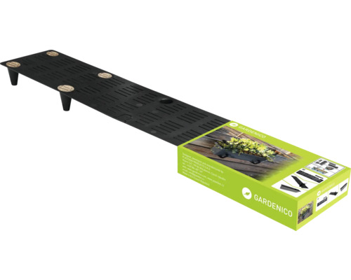 Čierny stojan na kvetináče s obalom produktu