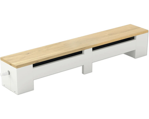 Lavicový konvektor V 300 x D 1800 x H 265 mm biely s dubovou doskou