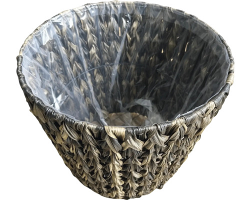 Kvetináč z pleteného materiálu s plastovou vložkou