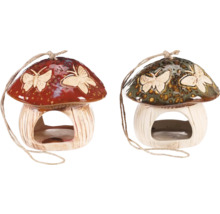 Dva vtáčie búdky v tvare huby so závesnou šnúrou