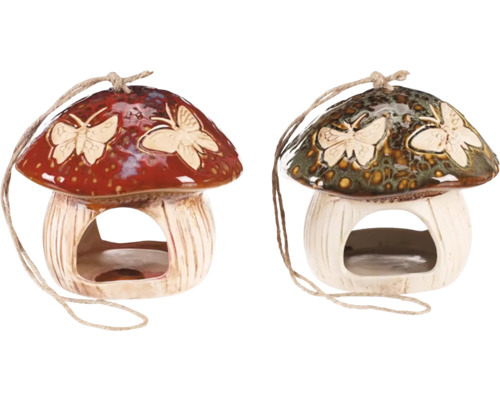 Dva vtáčie búdky v tvare huby so závesnou šnúrou