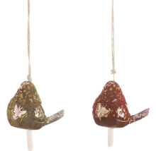 Dva ozdobné vtáčie zvončeky s motýľovým vzorom a závesnou šnúrou