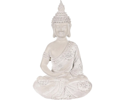 Buddha polyresinový 26 x 17 x 42 cm sivý