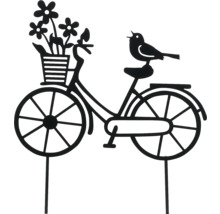 Záhradná dekorácia bicykel s vtákom ako zápich do záhona