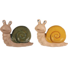 Dva dekoratívne záhradné slimáky z keramiky