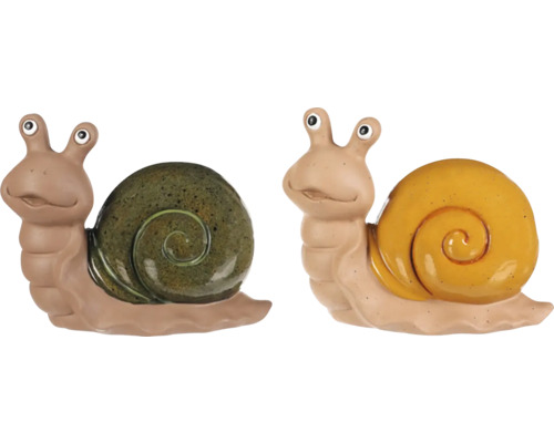 Dva dekoratívne záhradné slimáky z keramiky