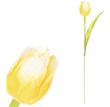 Žltý umelý tulipán so stonkou a listom