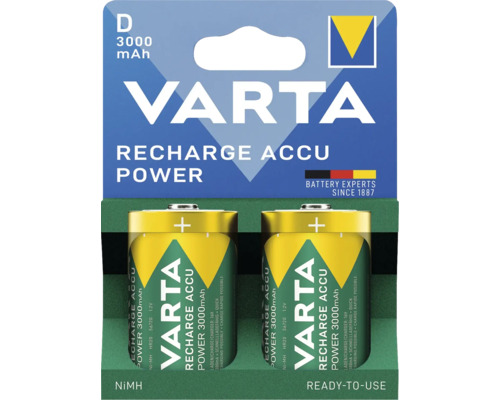 Varta Recharge Accu Power D 3000 mAh, dve dobíjacie batérie