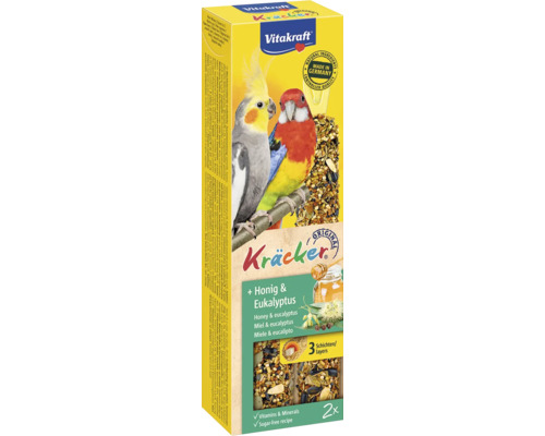 Tyčinka Vitakraft Kräcker s medom a eukalyptom pre papagáje