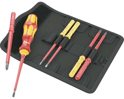 Sada skrutkovačov Wera s viacerými skrutkovačmi v čiernej brašni