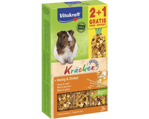 Vitakraft Kräcker tyčinky s medom a špaldou pre morčatá, 3 kusy