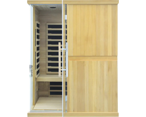 Infračervená sauna so sklenenou prednou stenou a drevenými stenami