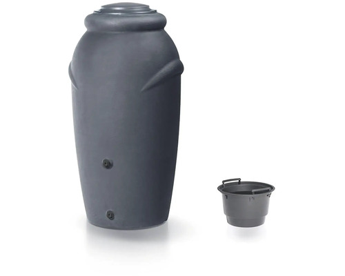 Nádrž na dažďovú vodu v tvare amfory so zodpovedajúcou kvetinovou vložkou