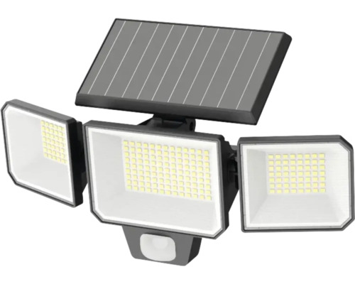 Solárna lampa s tromi LED reflektormi a pohybovým senzorom