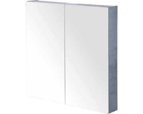 Zrkadlová skrinka Sanox 70 x 13 x 65 cm betón antracitovo sivá 2 dvierka obojstranne zrkadlové