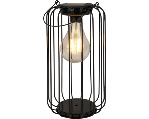 Solárna lampa so žiarovkou v kovovej klietke
