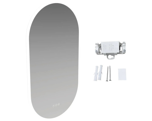 Oválne zrkadlo s osvetlením a montážnym materiálom