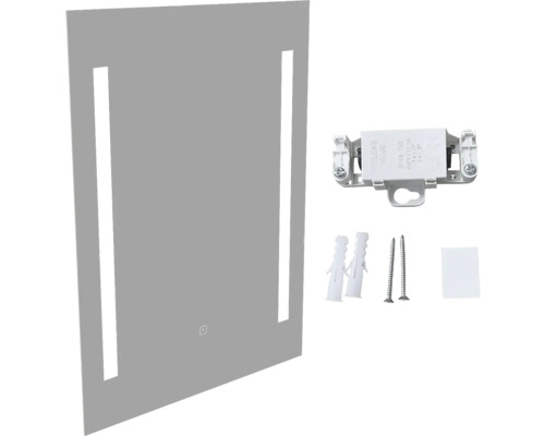 Obdĺžnikové zrkadlo s LED osvetlením a montážnym príslušenstvom