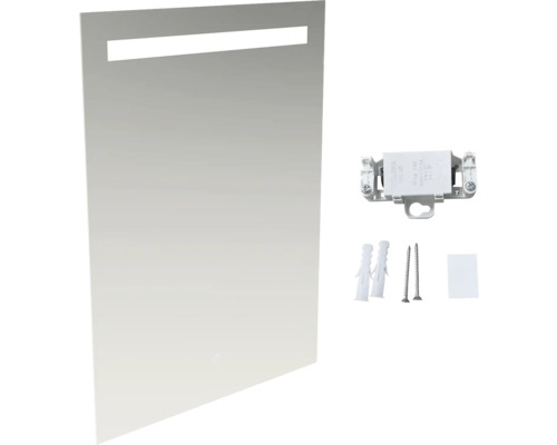 Obdĺžnikové zrkadlo do kúpeľne s LED osvetlením a montážnym materiálom