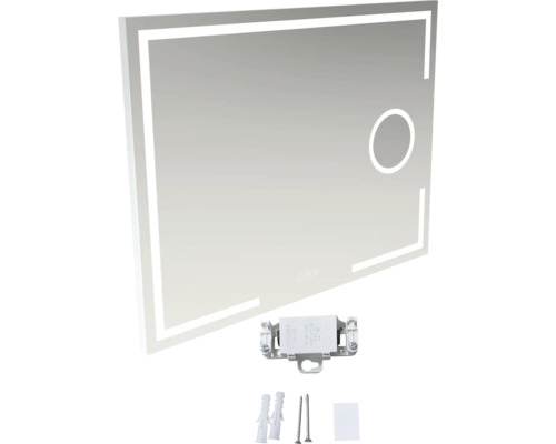 Obdĺžnikové zrkadlo s LED osvetlením a montážnym príslušenstvom