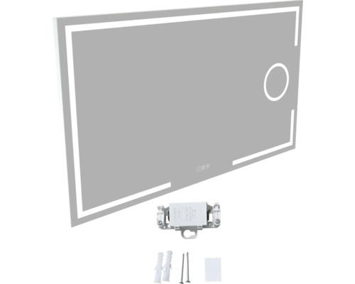 Obdĺžnikové zrkadlo s LED osvetlením a montážnym materiálom
