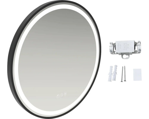 Okrúhle kúpeľňové zrkadlo s LED osvetlením a montážnym materiálom