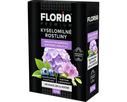 Hnojivo na kyslomilné rastliny FLORIA Premium 2,5 kg Hnojivo Floria Premium pre kyslomilné rastliny, balenie 2,5 kg