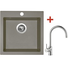 Granitový drez Sinks Viva 455 Truffle s batériou Vitalia 455x460 mm hnedý-thumb-0