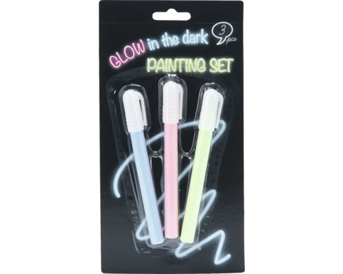 Sada svietiacich popisovačov Glow in the dark 3 ks Súprava na maľovanie Glow in the Dark s tromi fixkami v balení