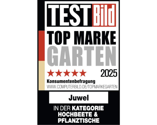 Ocenenie Test Bild Top Marke Garten 2025 pre vyvýšené záhony a pestovateľské stoly Juwel