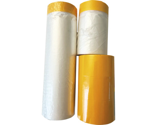 Tri role maliarskej krepovej pásky a zakrývacej fólie