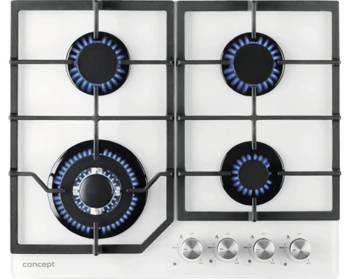 Plynová varná doska so štyrmi horákmi v prevádzke