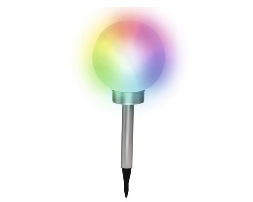 Solárna lampa so zemným hrotom a viacfarebnou guľou