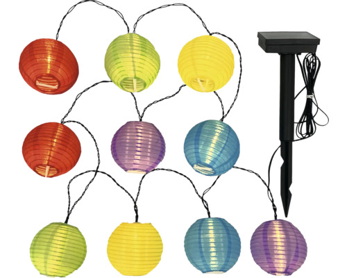 Svetelná reťaz so solárnym panelom a farebnými papierovými lampiónmi