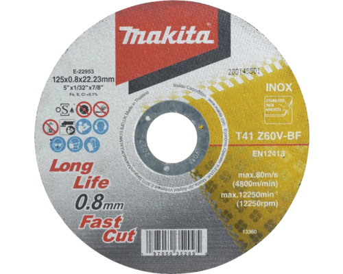 Rezný kotúč Makita s rozmermi 125x0,8x22,23 milimetrov
