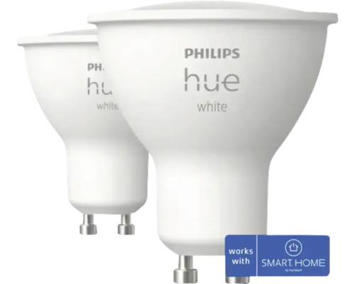 LED žiarovka Philips HUE 8720169230231 White GU10 4,2 W 400lm stmievateľná 2ks - kompatibilná so SMART HOME by hornbach Dve žiarovky Philips Hue White