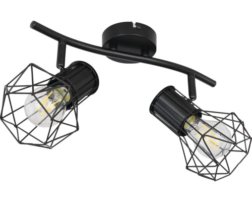 Stropné svietidlo s dvoma reflektormi a drôtenými klietkami