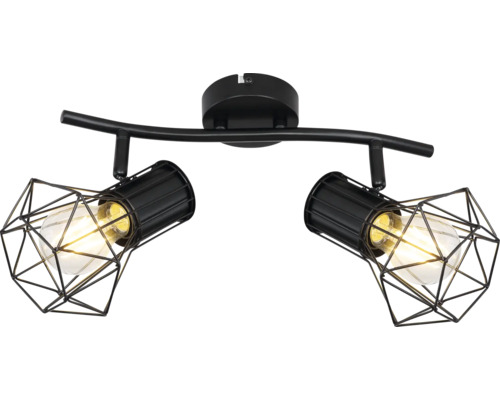 Stropné svietidlo s dvoma lampami a geometrickými tienidlami